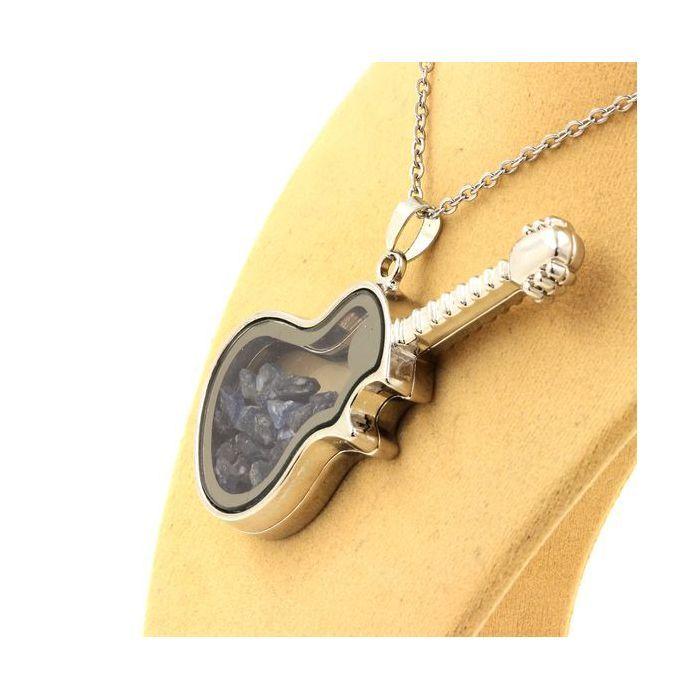 Stones and Minerals. Raw Sapphire Necklace. Guitar Model.
