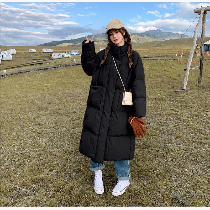 Cotton Jacket Women's Jacket Korean Version Medium and Long Large Size Bread Jacket Loose Student Long Waist Down Jacket