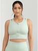 Light Green Front Zip Sports Bra with Fixed Pad: Shockproof and Stylish for Women