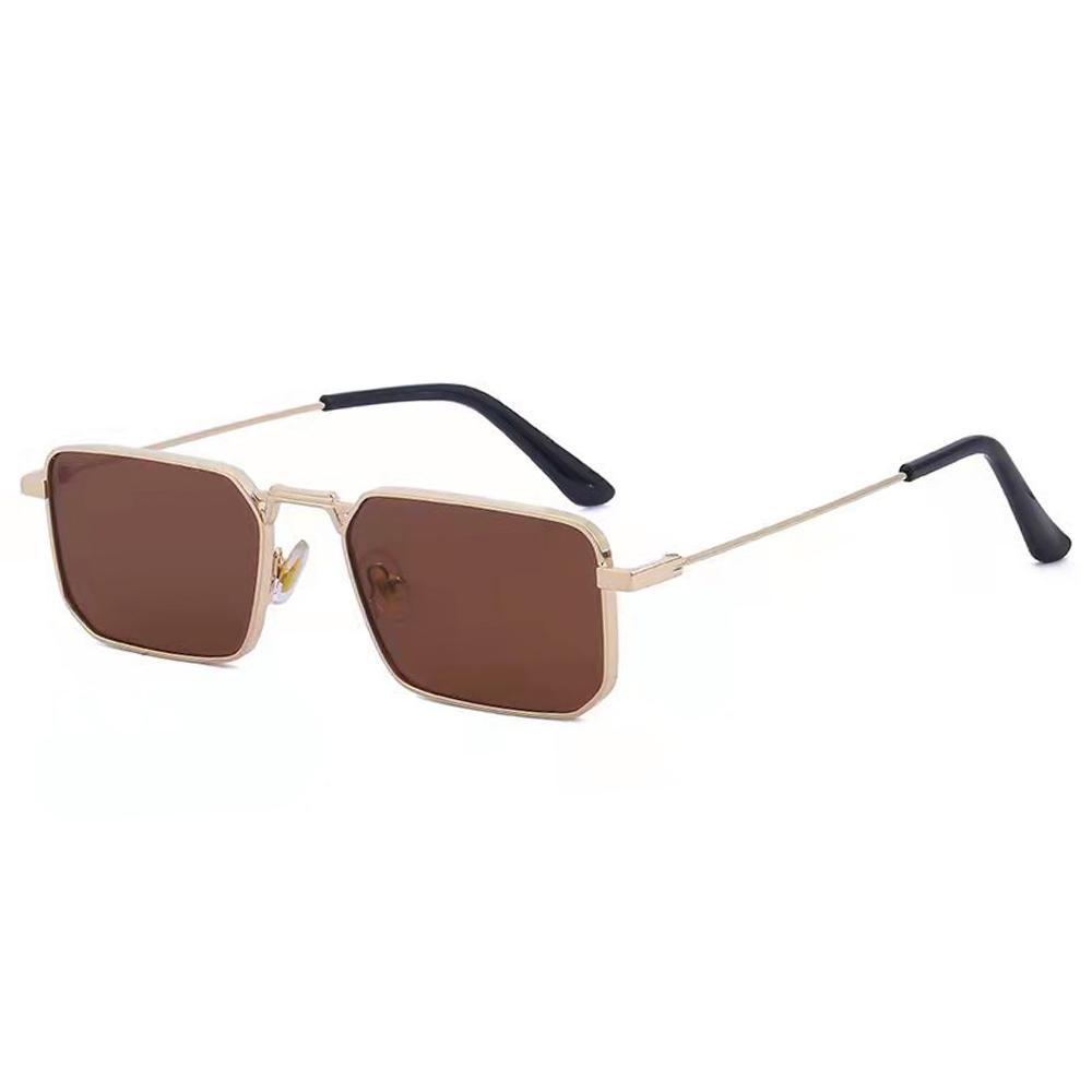 Hochwertige rechteckige Sonnenbrille für Damen mit Metallrahmen, Vintage-Marken-Sonnenbrille, quadratisch, für Damen