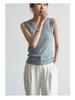 V Neck Tank Top Stripe Knit Halter Crop Tops Women Summer Camis Chest Pad Camisole Fashion Casual Tube Female Sleeveless Cropped Vest