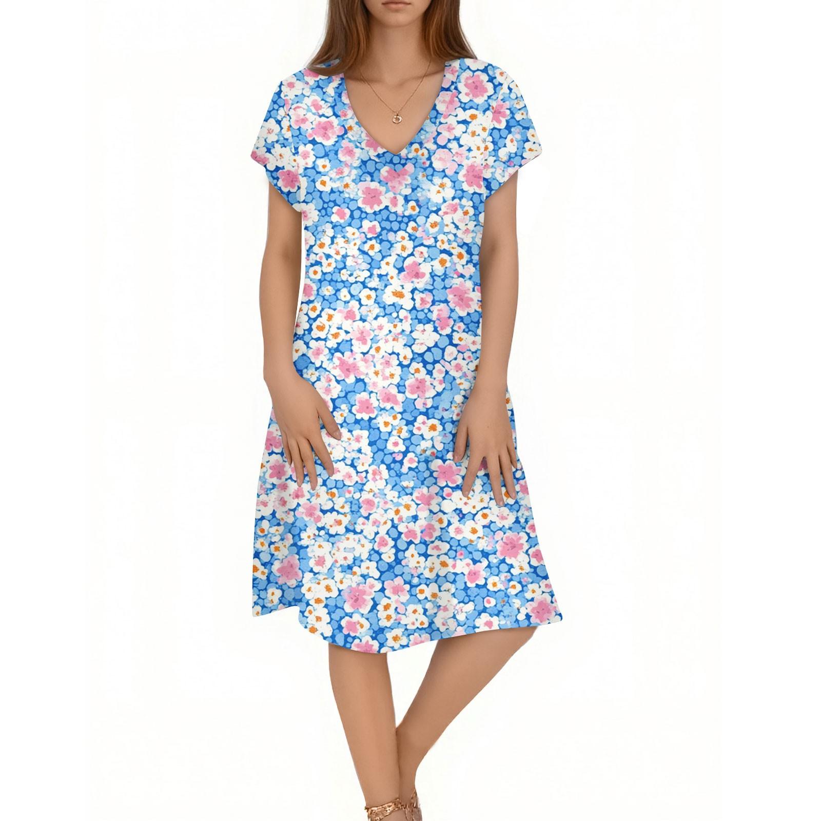 

Женское повседневное модное платье миди с V-образным вырезом, короткими рукавами и цветочным принтом XXL