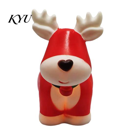 Vinyl Desktop Nightlight Christmas Night Light, Santa Snowman Elk Bell Figurine Lamp, Glowing Small Festive Room Accents LED Tabletop Decor,