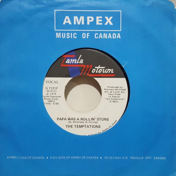 

7inch Record TEMPTATIONS - Papa Was A Rollin Stone G7121F Tamla Motown 1972 Canada Soul/Funk Used