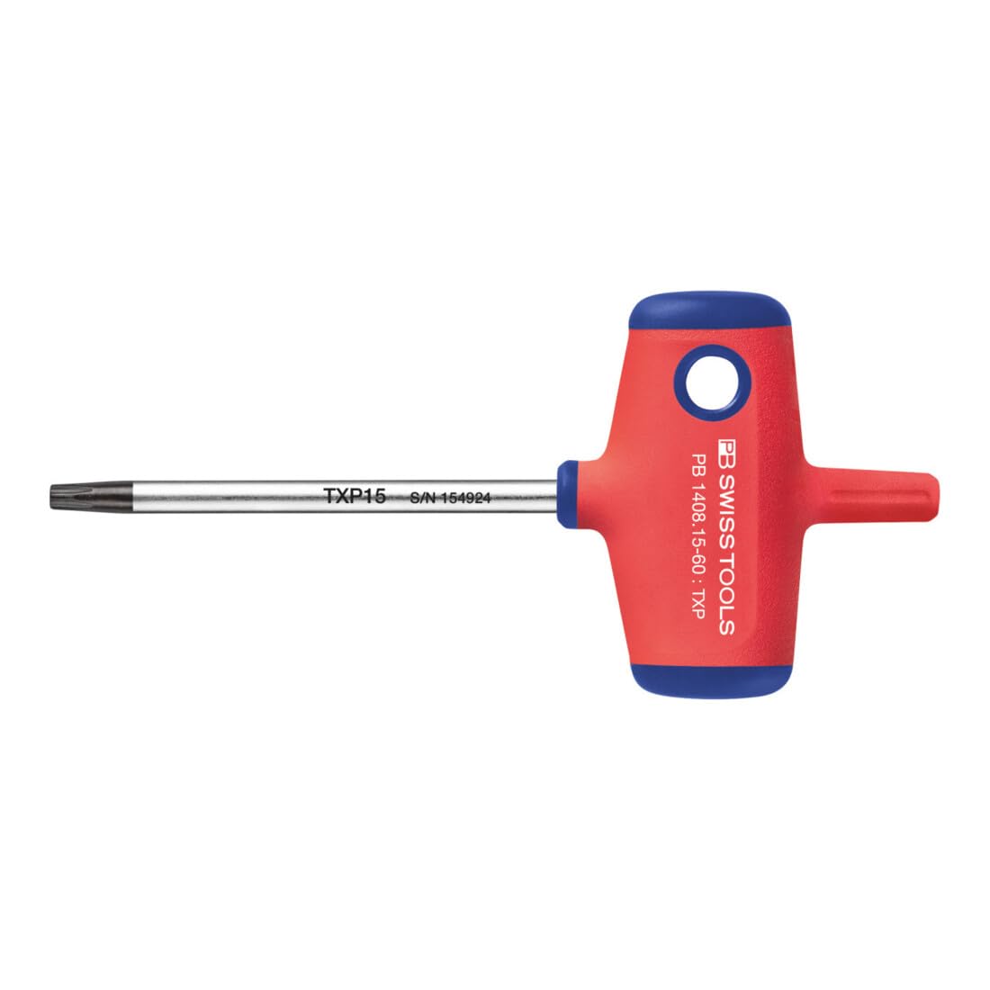 

PB Swiss Tools Cross-Handle Torx Phillips Screwdriver, TXP15 Size, Fits M3.5 Screws, 1408.15-60