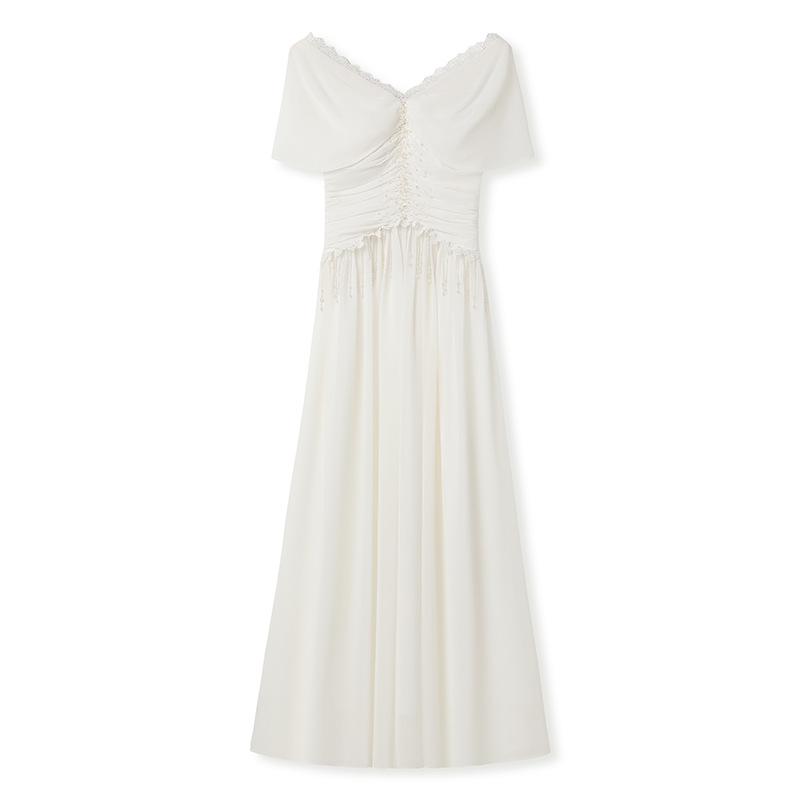 Elegant Off-Shoulder Lace Evening Gown - Summer 2026 Collection, Women s Fashion P0108 Large белый