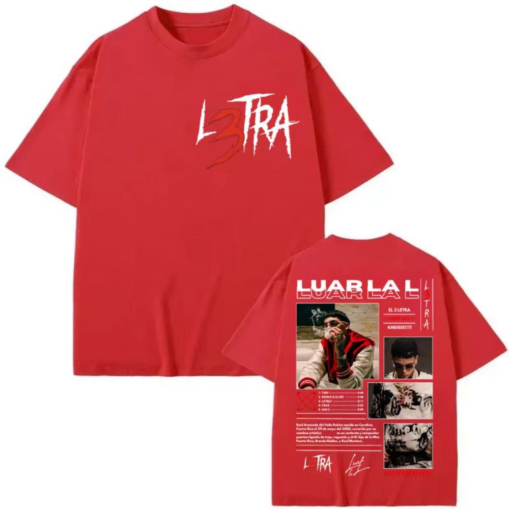 Rapper Luar La L Poster Graphic T Shirts Music Album L3TRA Double Sided Print T Shirt Men Women Clothing T-shirt