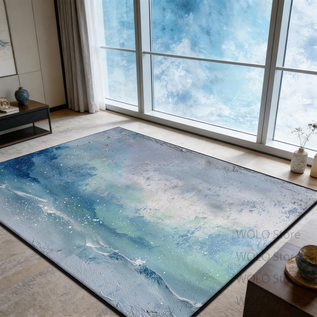 Vintage Blue abstract Carpet Luxury Living Room High-end washable Rug Bedroom Bed End Anti-slip Customizable Floor Mat Office