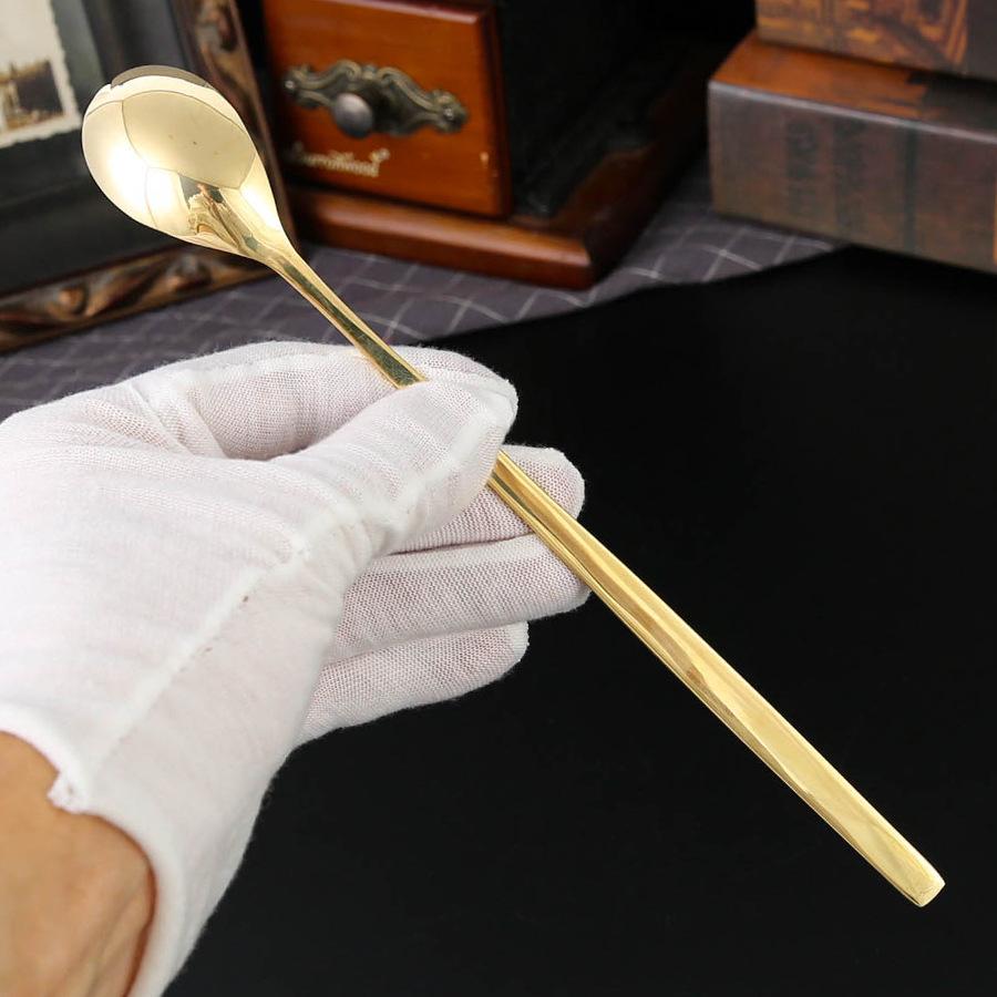 Solid Brass Spoon Household Thickened Long Spoon Rice Spoon Stirring Spoon Dessert Spoon