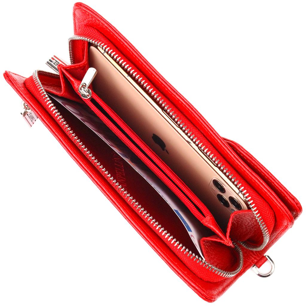 Capacious Women's Wallet Clutch Made of Genuine Leather CANPELLINI Wallet 21535 Red