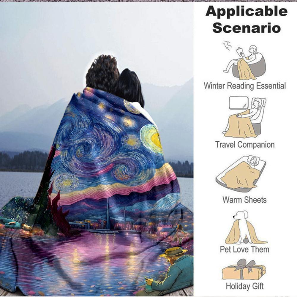 1pc Impressionist Painting Blanket Warm, Cozy, And Soft, Suitable for Sofas, Beds, Cars, And Office Use.Perfect for Camping And Travel, Making It a Gr