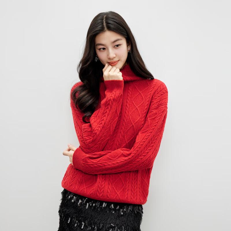 

Qiushui Yiren Elegant Cable Knit Turtleneck Sweater L