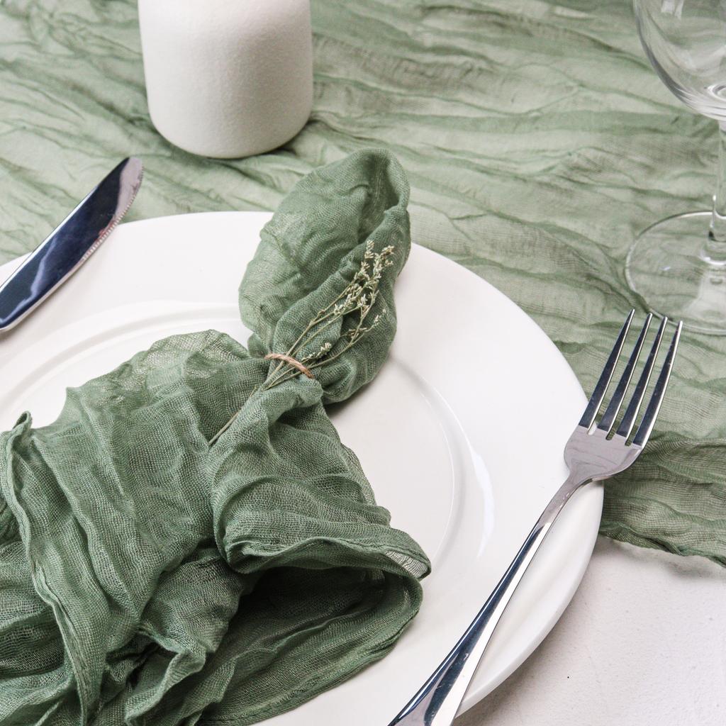 12pcs, Handmade Cheesecloth Napkins - Rustic Table Decor for Parties, Weddings, and Family Dinners
