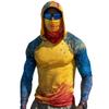 Men’s Long Sleeve Hooded Shirt with Face Covering Lightweight Stretch Fabric Pullover for Outdoor Activities UV Protection