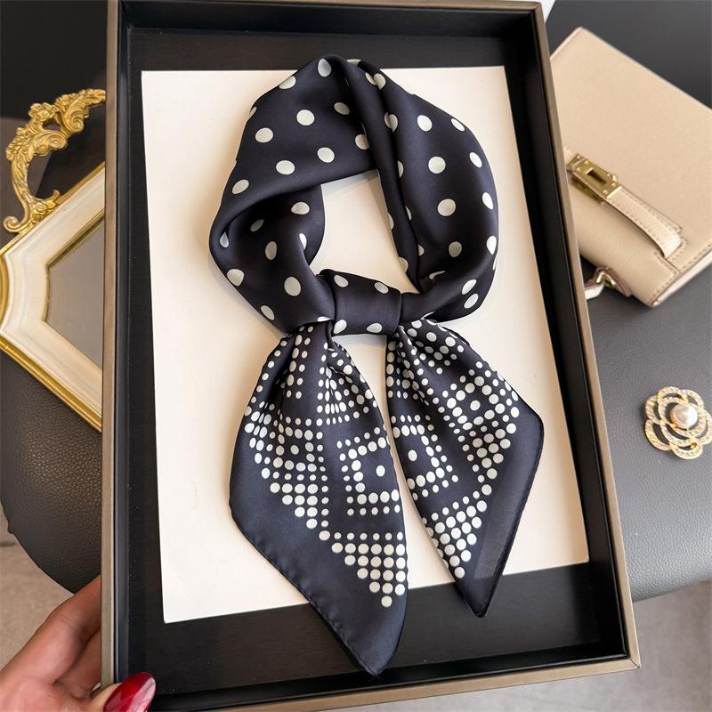 70Cm Red Dot Printed Scarf Women's Spring and Summer Polyester Fiber Scarf Fashion Versatile Clothes Bag Accessories Scarfs