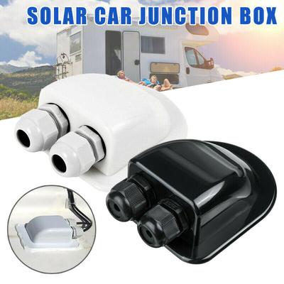 Boîte Presse-étoupe Double Câble Solaire ABS Support Photovoltaïque Boîte de Jonction Presse-étoupe d'Entrée de Câble pour Panneau Solaire Pièces de Bateau RV en Plastique Blanc