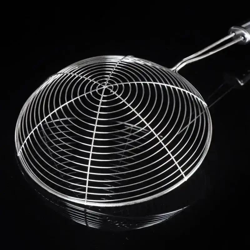 Reinforced Stainless Steel Colander Soup Spoon With Wooden Handle Fine Mesh Strainer Pot Frying Kitchen Convenience Small Tools