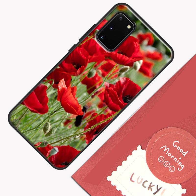 Červený mák Květinový kryt na telefon Pro Samsung Galaxy S23 S26 Ultra S20 S21 S22 S24 S25 Plus S10 S25 FE Kryt