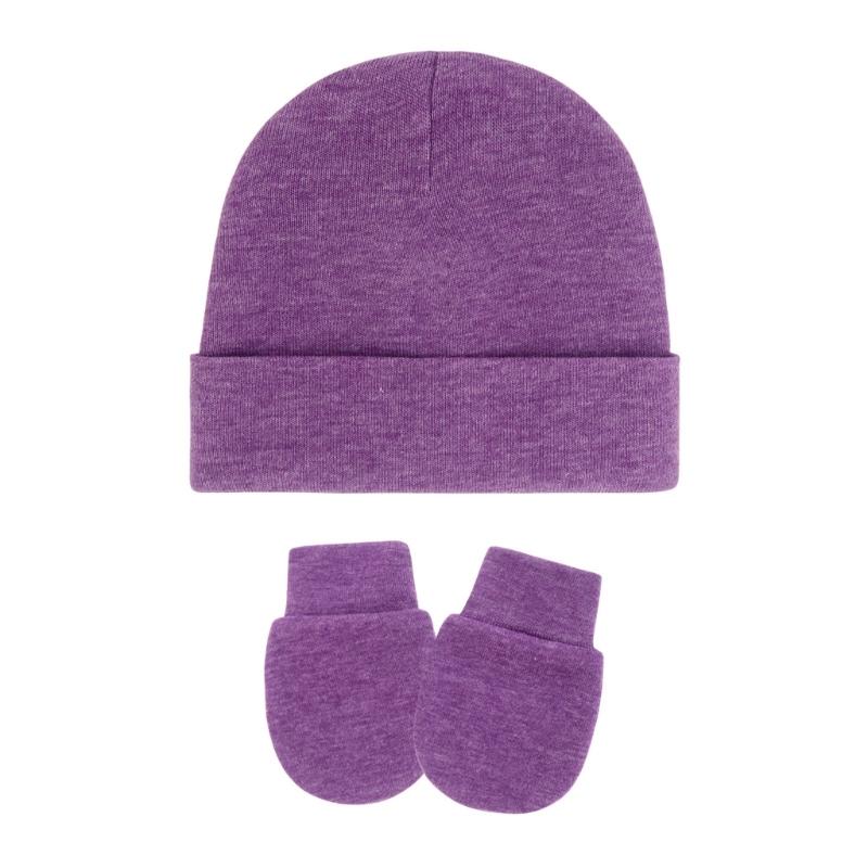 4 Set Baby Bonnet Cap Feature Foldable Edge with Mittens Cotton Fabric Gentle On Sensitive Skin Multiple Color Available