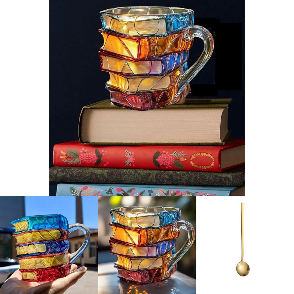 Painted Book Mug Hand Painted Resin Coffee Cup Artistic Decorative Mug For Home Office