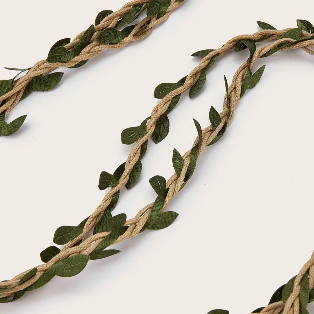 Wooden Ring Buckle Rattan Leaf Belt Boho Style Linen Rope Belt For Wedding Dress