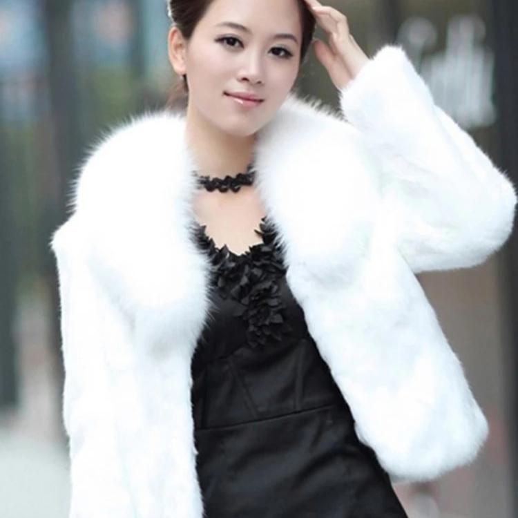 Neue Damen Winter Herbst Kurze Faux Fur Jacken Kunstkaninchen Kragen Lässige Mäntel E98