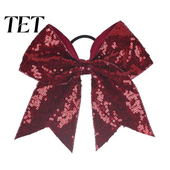 Dance Team Hair Ties Sequins Bows, Elastic Tie, Large Cheerleading Performance Band Ponytail Holder, Glitter Scrunchies for Women Girls Teens