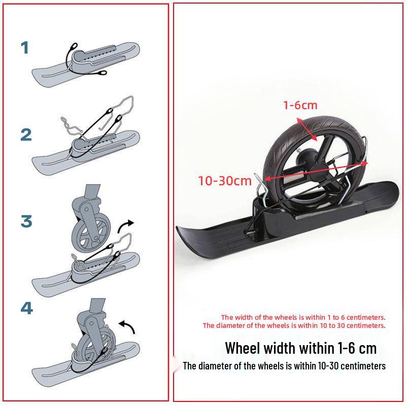 Sáňky a koloběžka pro dvojí použití: Lyžařské desky a příslušenství ke kočárkům pro děti