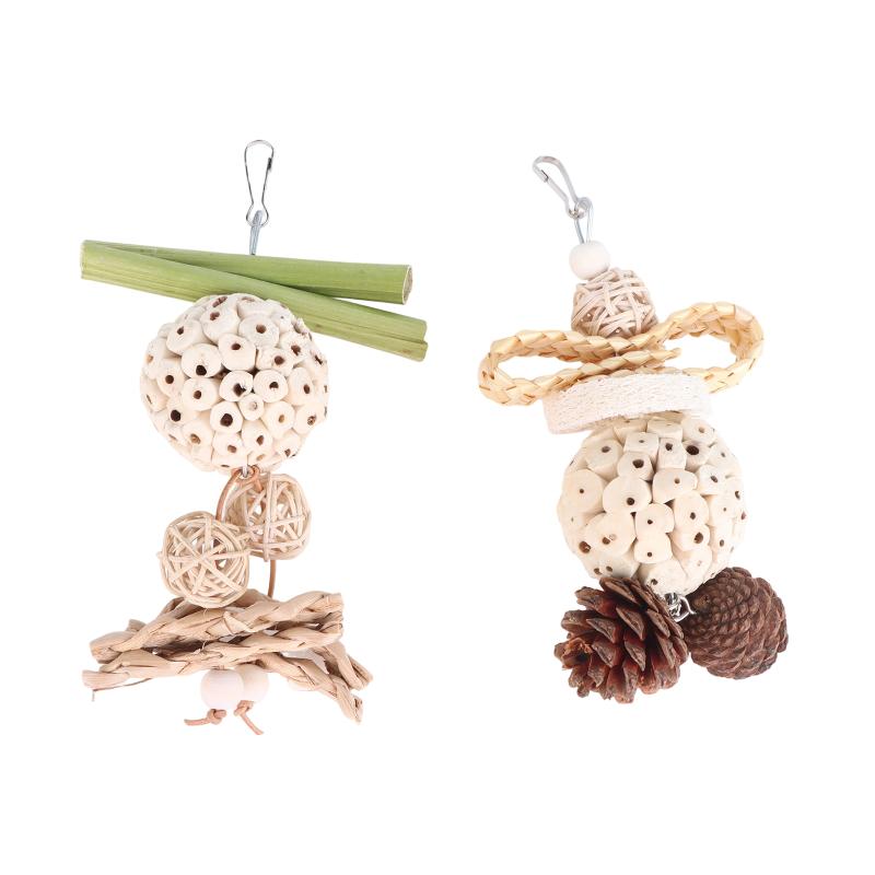 Funny Parrot Tongcao Ball Bird Chewing Toy Bird Supplies Parrot Relief Decompression Puzzle Toy Rattan Ball Molar Bite Toys