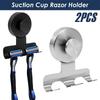 2Pcs Suction Cup Shaver Holder Stainless Steel Shower Razor Hooks Powerful Vacuum Suction Bathroom Hooks for Towels Bathrobes