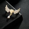 Women Dazzling Wings Heart With Water-Drop Design Crytsal Brooches Beauty Full Rhinestone Paved Golden Lapel Pins For Lady Girls
