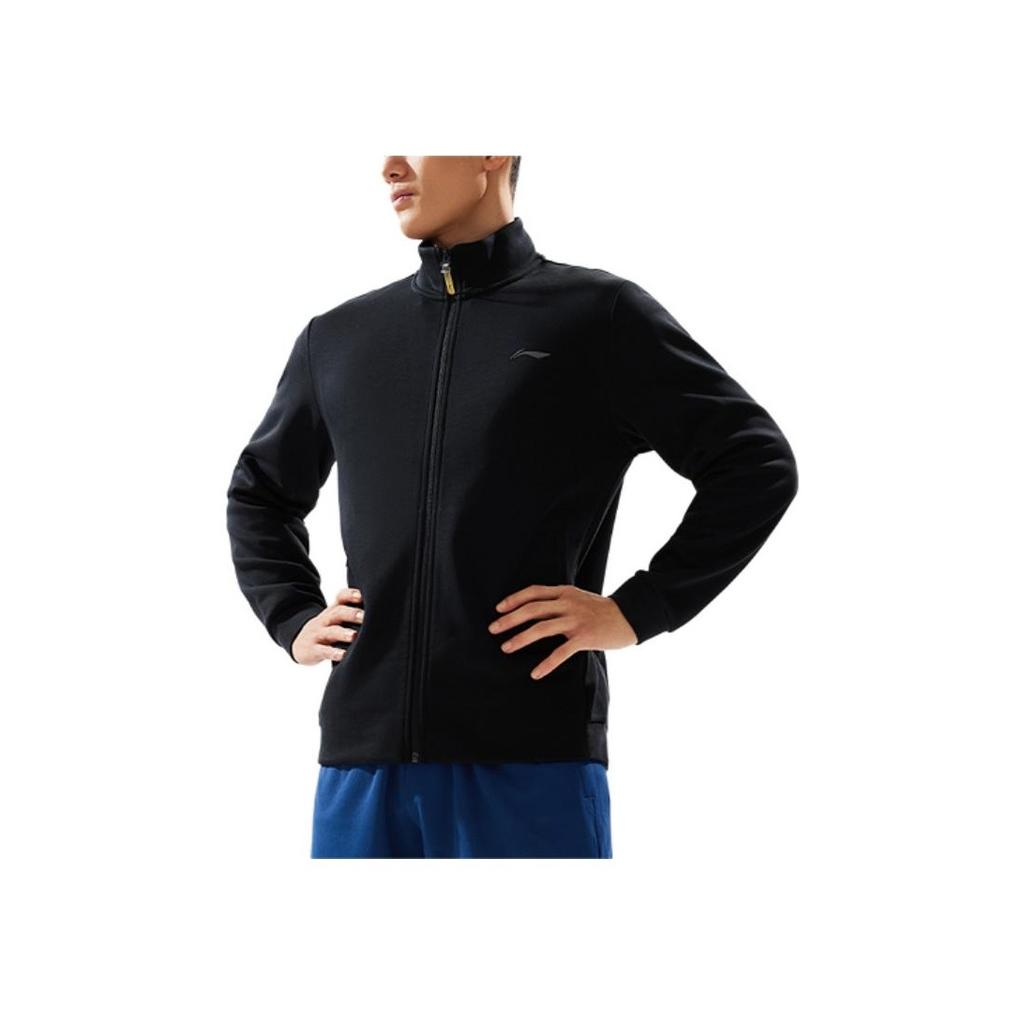 Li-Ning Comfortable Casual Solid Color Stand Collar Jacket Men Jacket Black AWDU173-1