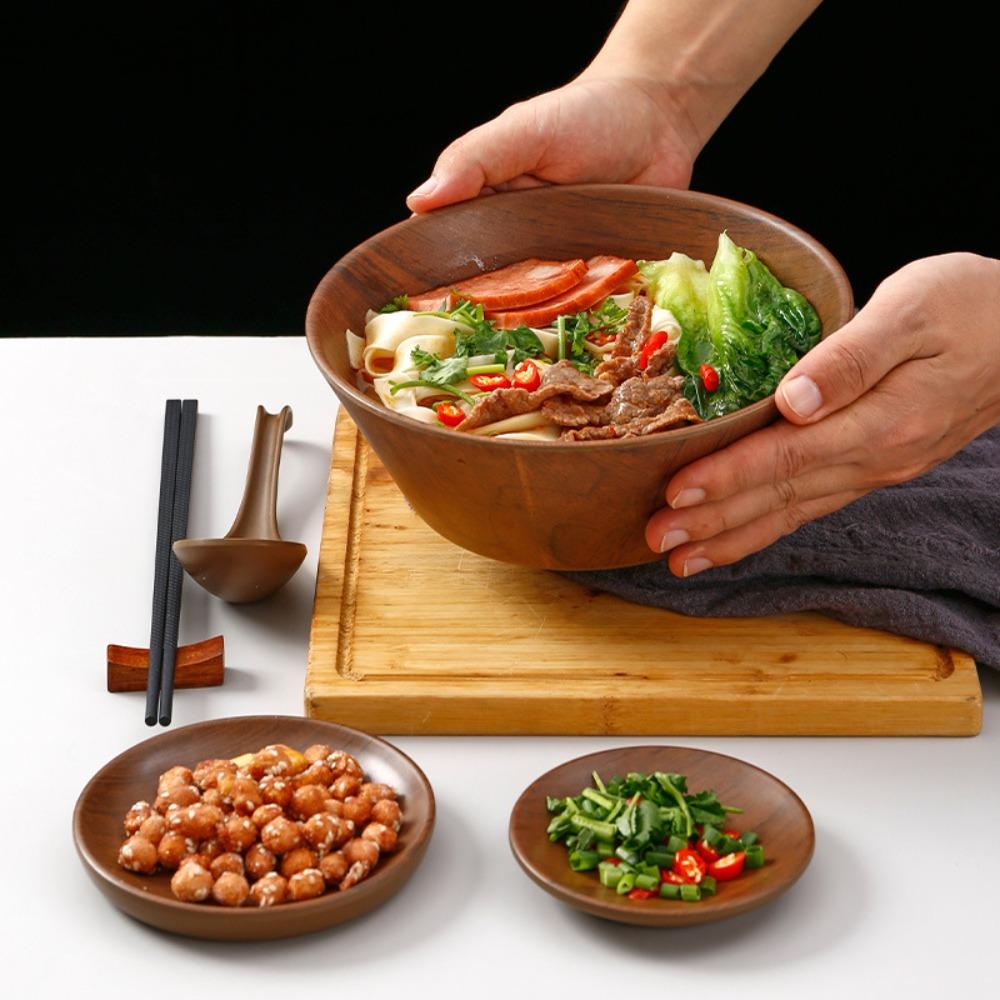 Luxurious Melamine Wood Grain Ramen Bowl Japanese Deepened Rice Bowl Simulation Large Capacity Salad Mixing Basin Restaurant