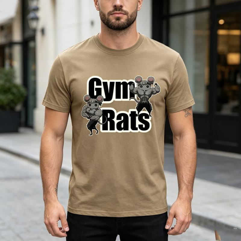 Funny Gym Rats Graphic T Shirt for Unisex Unisex Fitness Workout Tee with Muscle Mouse Print Casual Short Sleeve Top