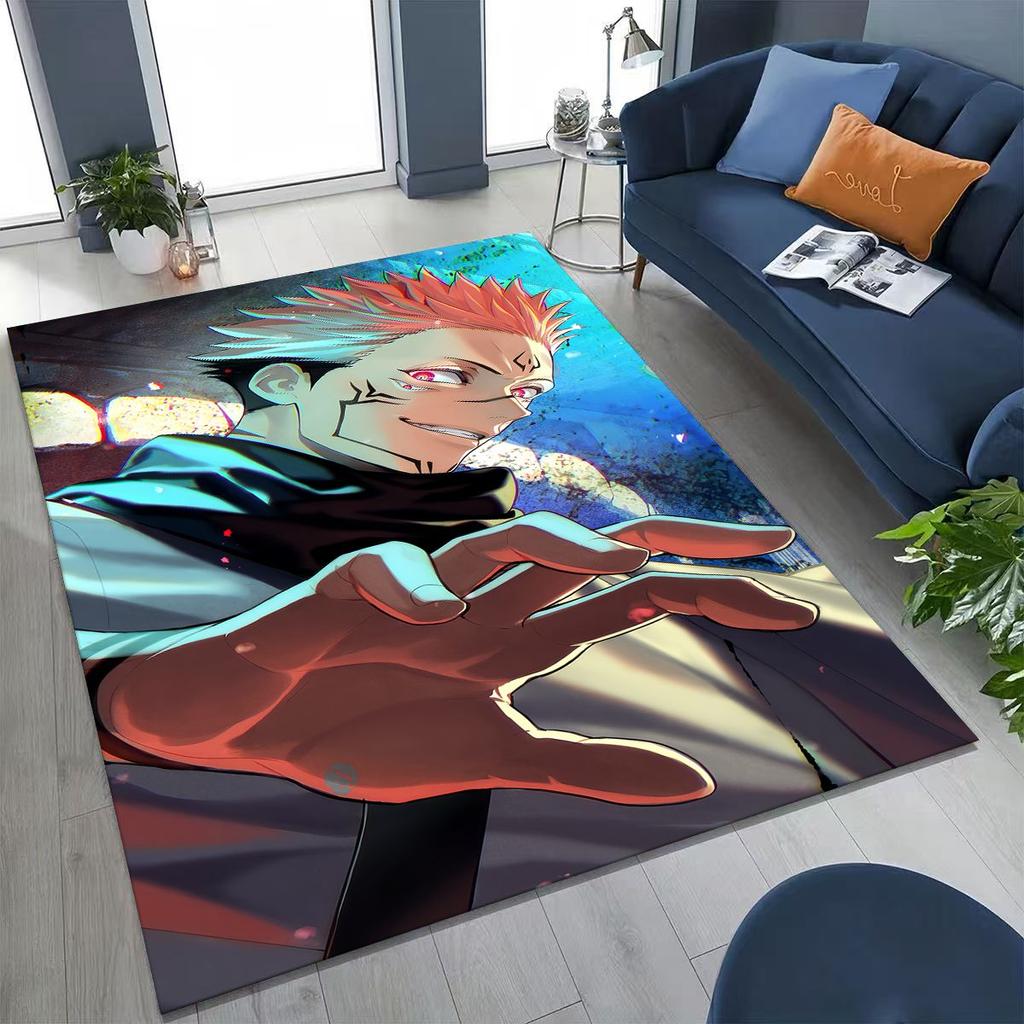 Anime Jujutsu Kaisen Yuji Satoru Kreslený koberec do ložnice, obývacího pokoje, k pohovce, domácí rohožka, dekorace, velká dětská hrací protiskluzová podložka na podlahu