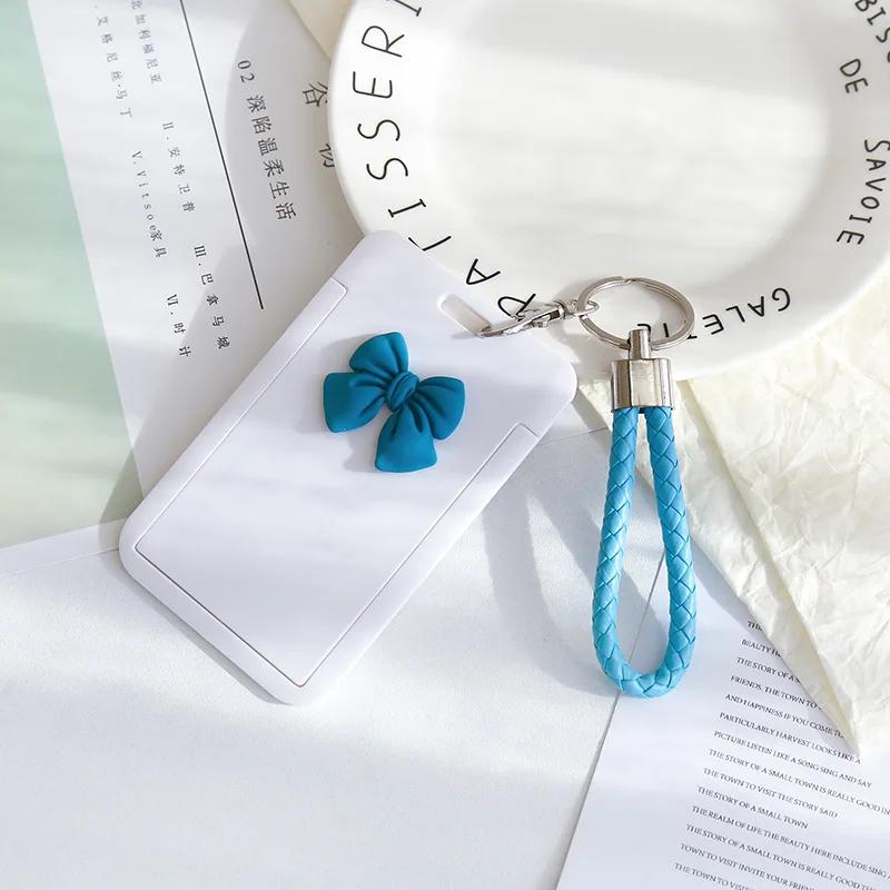 

New Fashion Employee Plastic Card Cover Lanyard Work Card Holder Business ID Badge Holder Name Tag Bags Case Cute Bow синій