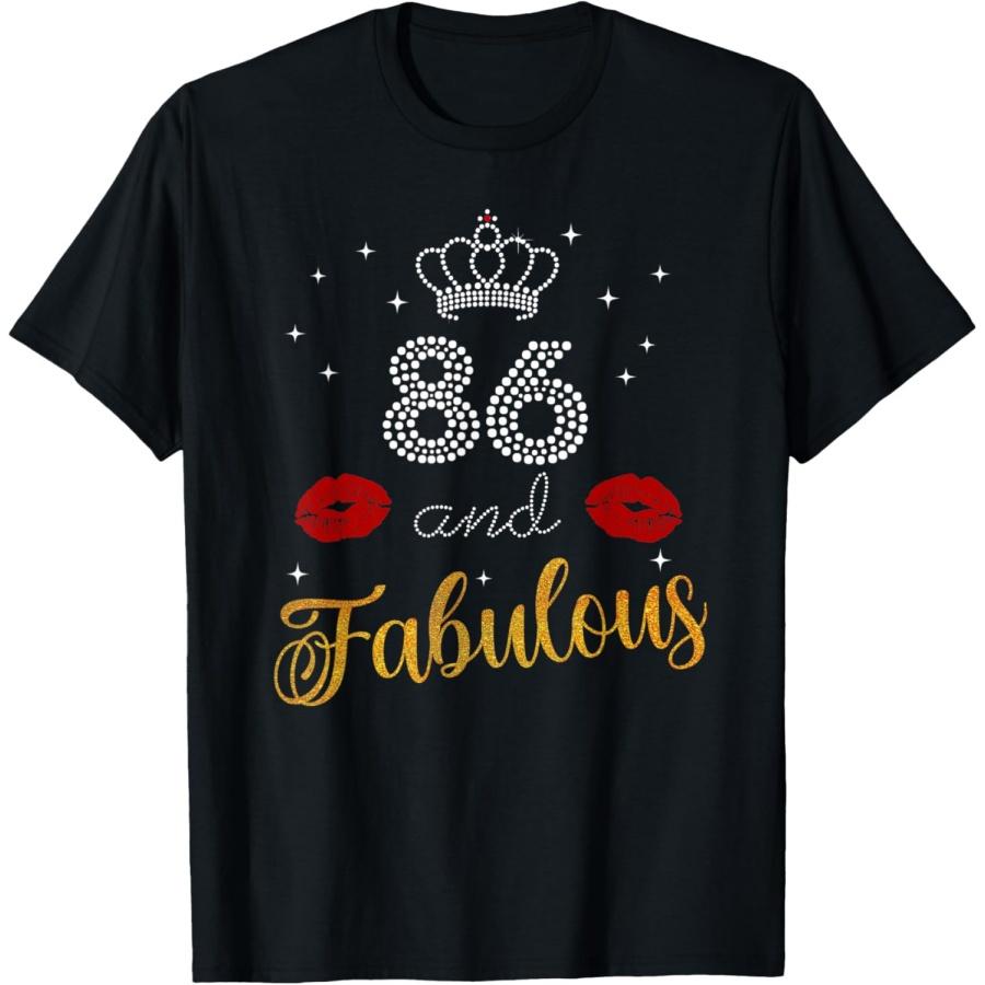 

Fabulous Queen 86 years old sassy 86th Birthday T-Shirt XXXXXL чорний