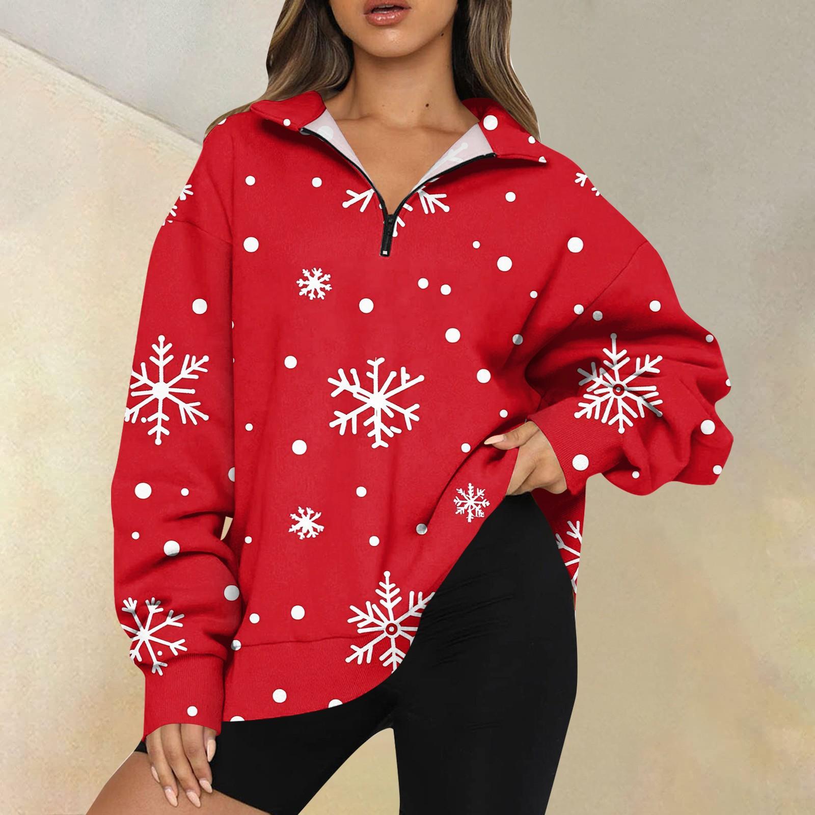 

Женская повседневная мода с длинным рукавом и принтом, свободный свитшот на молнии XL арбуз красный