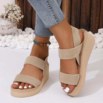 1 Paar Damen Minimalistische Keilsandalen Offene Zehen Dicksohlige Plateau Lässige Sandalen Knöchelriemen Slingback Sandalen Einfarbig