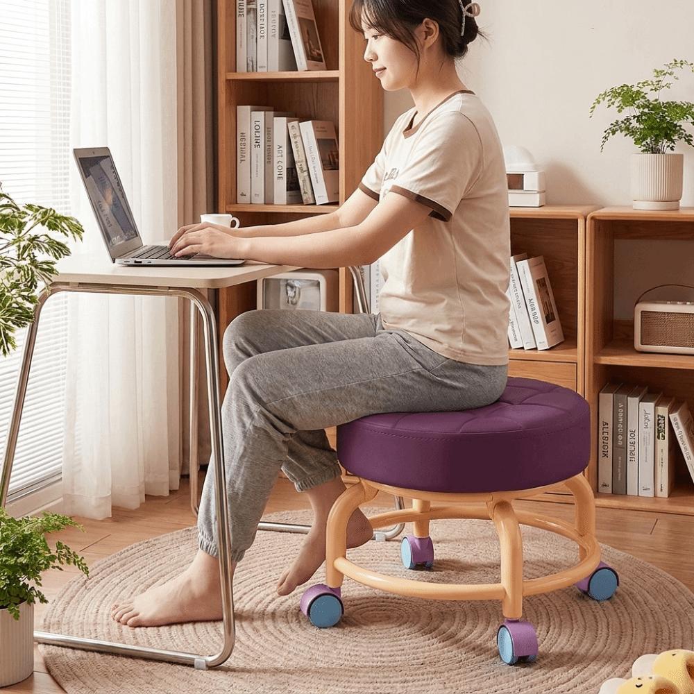 Universal Wheel Sliding Wheel Stool Round Shape Small Stool Multifunctional Stool Children Use