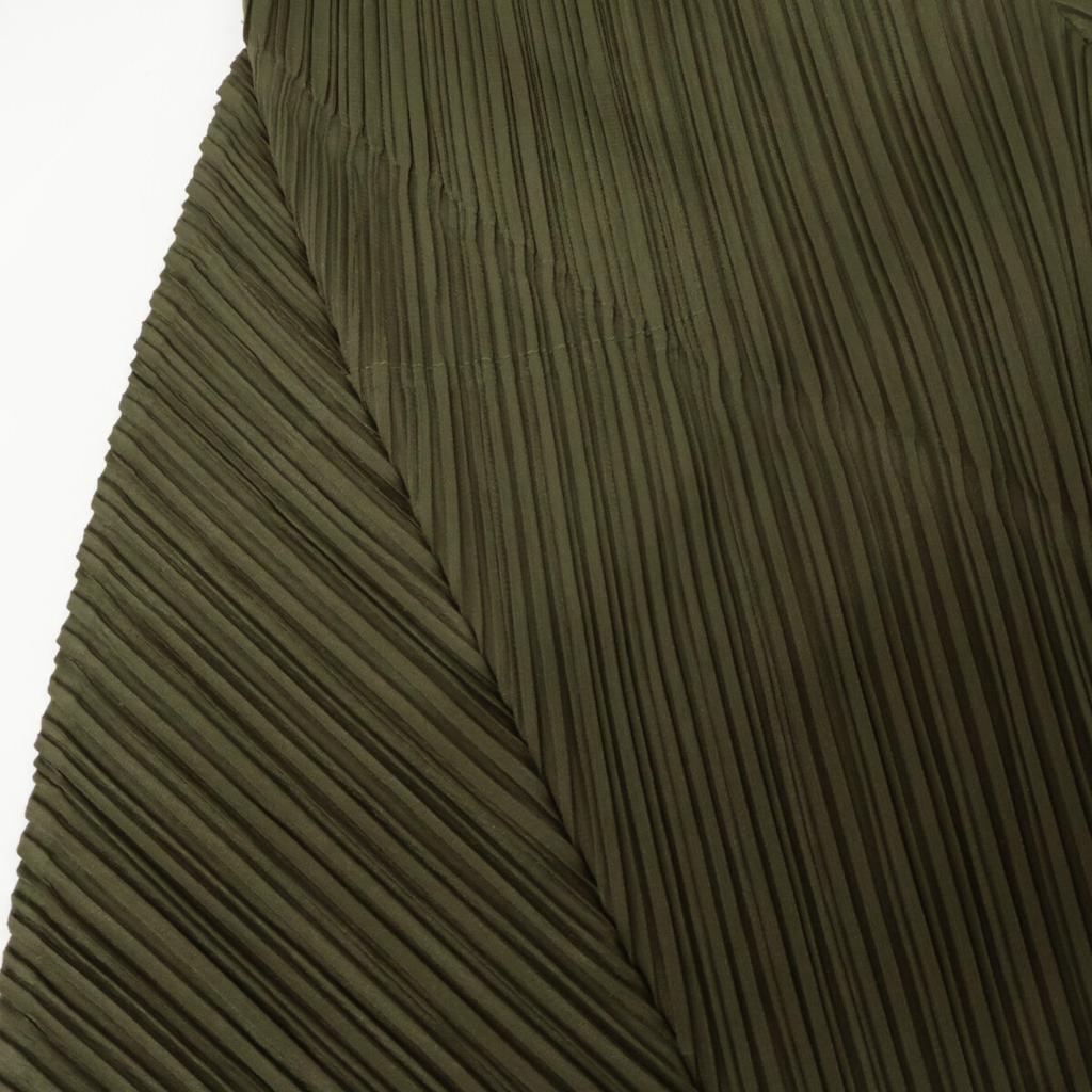 PLEATS PLEASE PP53-JF162 Khaki Pleated Design Cropped Pants Bottoms 3 khakiUsed