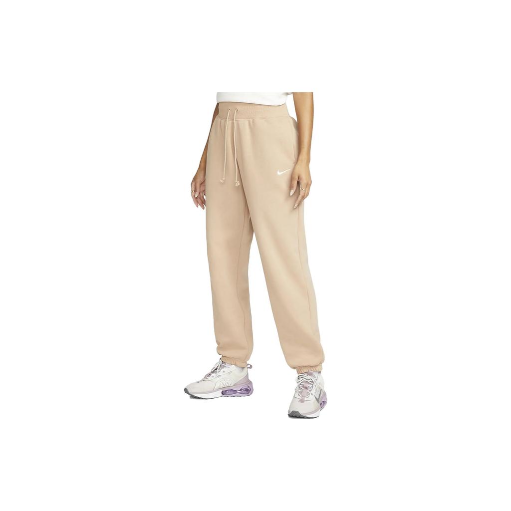 Nike High-Waist Drawstring Sports Pants With Solid Color Brand Logo Women Bottoms Khaki DQ5887-200