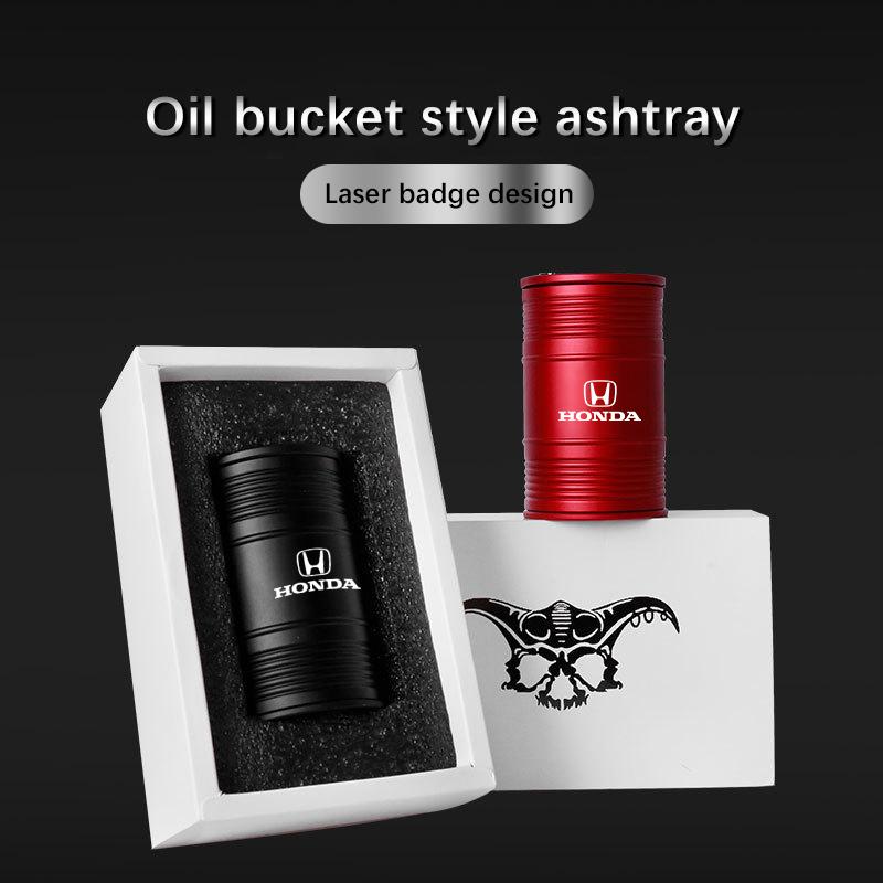 CKNJU1 Oil Drum Styling Car Ashtray Aluminum Cigarette Butt Box For Honda Civic Accord Crosstour Spirior Odyssey Avancier UR-V Sienna
