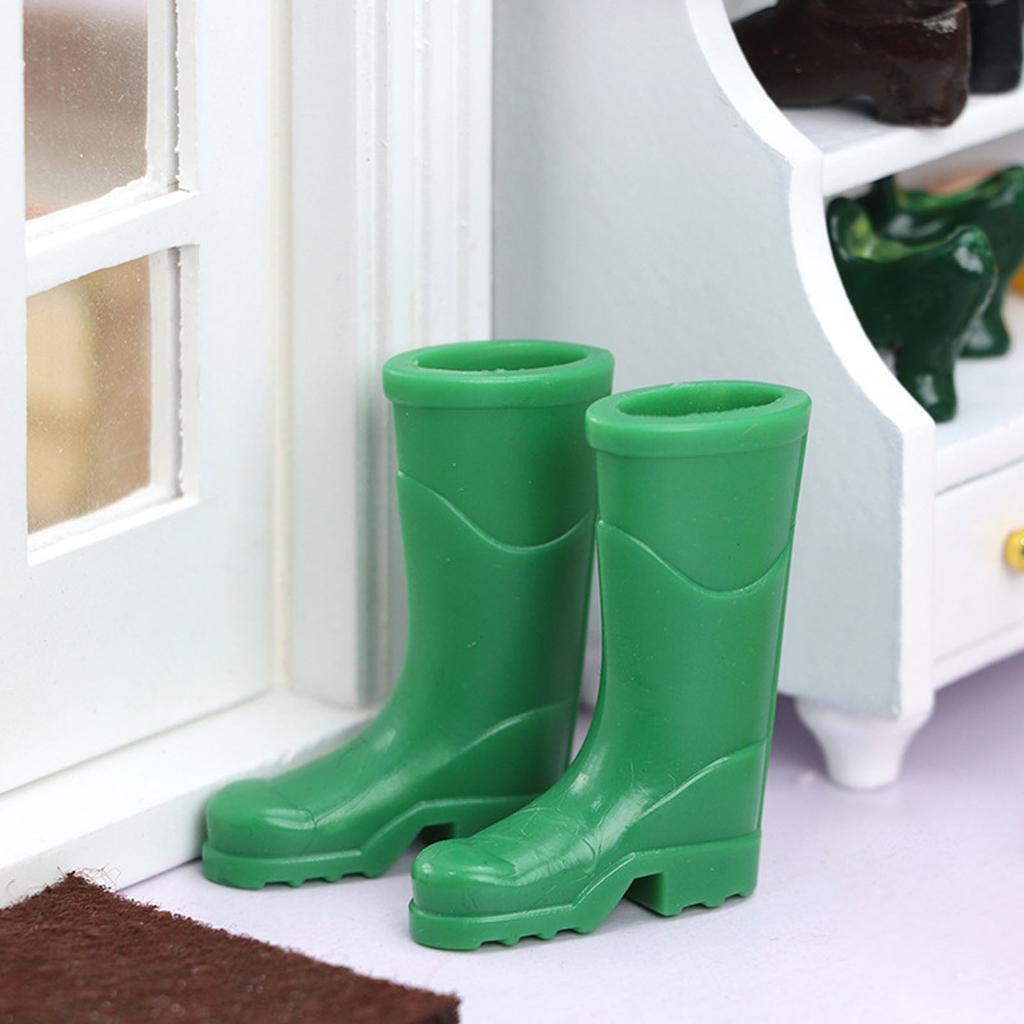 Doll Boots 1:12 Mini Dollhouse Decoration OB11 Rain Boots Miniature Scene Accessories Shoe Model Red Green
