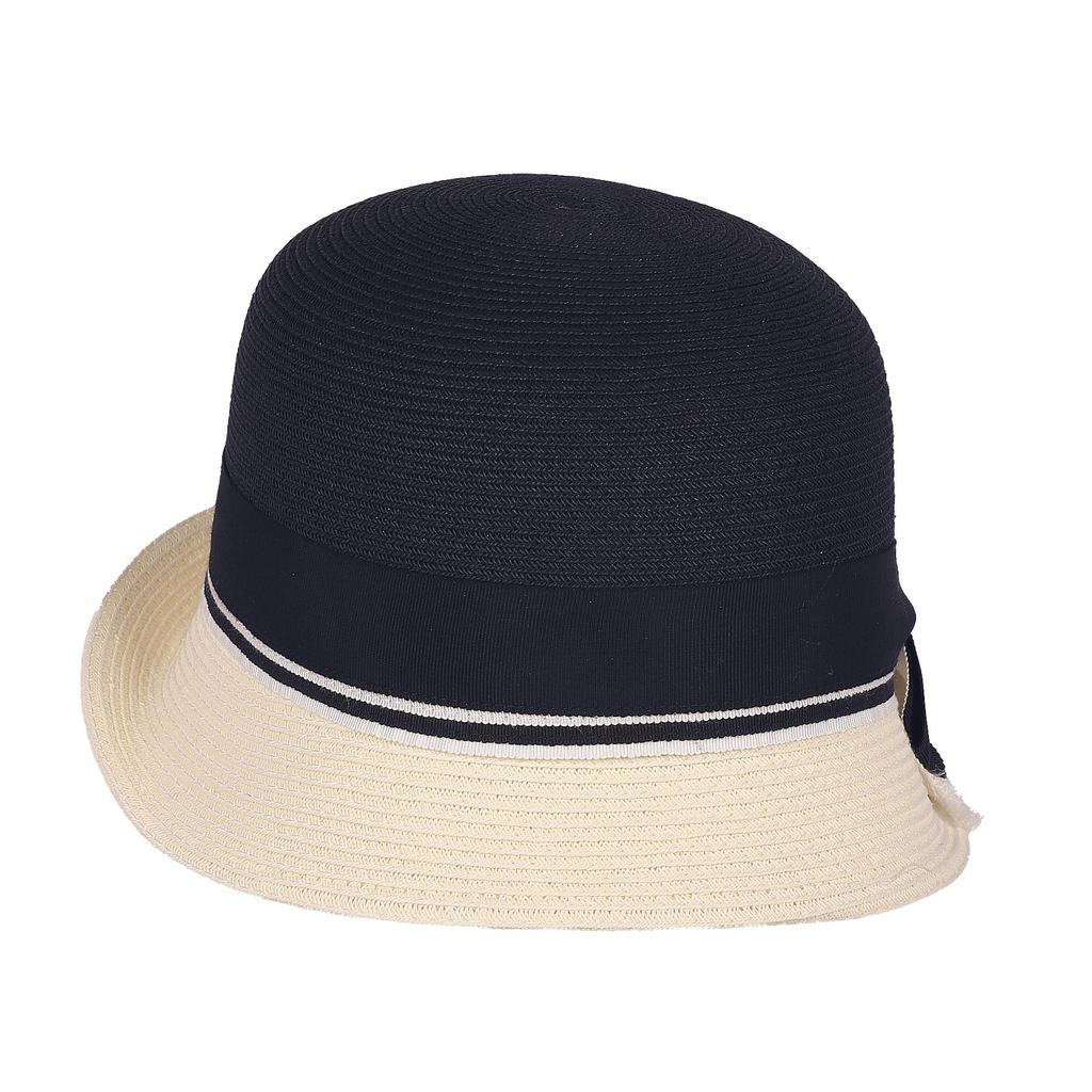 Women Sun Straw Hat Cloche Derby Hat1920s Vintage Bucket Hat with Bow Accent Foldable Packable for Beach Vacation