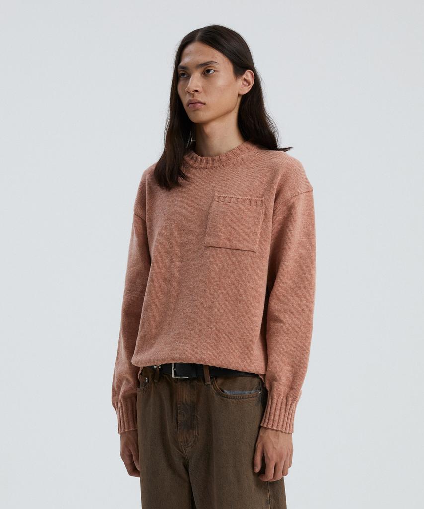 KNITTED Cashmere Wool Pocket Round Knit Dusty Pink