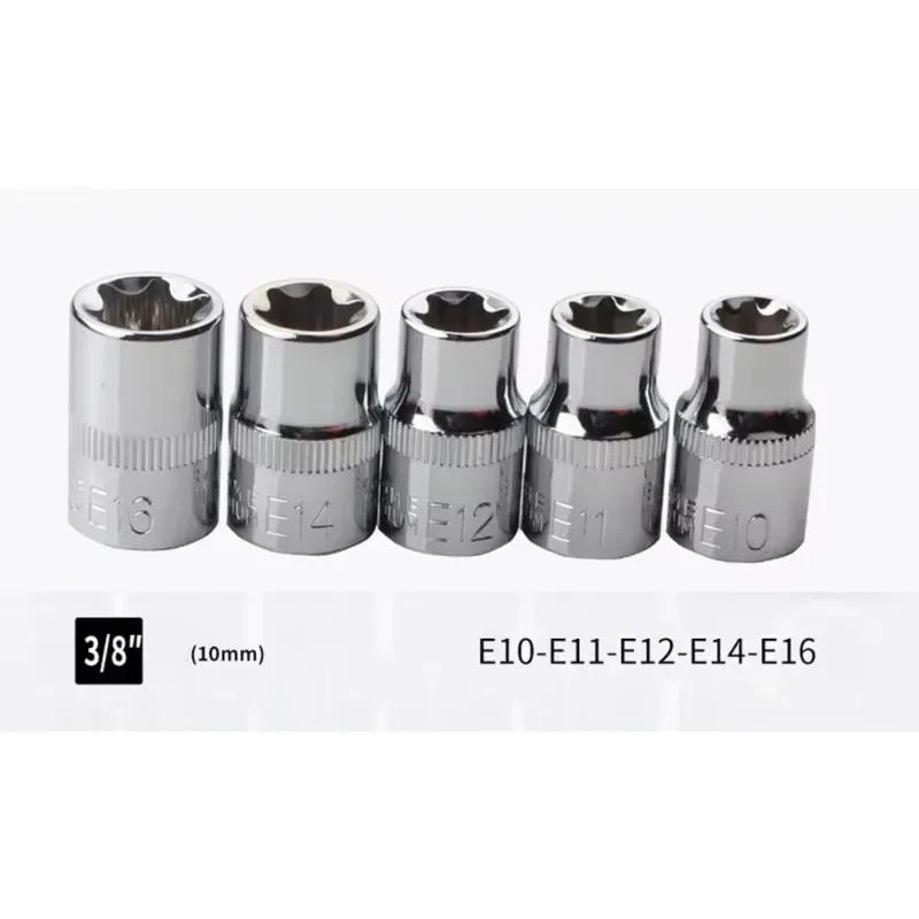 14 Pcs Female E-Torx Star Socket Set With Case 1/4, 3/8, 1/2 In. Drive External Star Socket Set E4-E24 Torque Socket Set