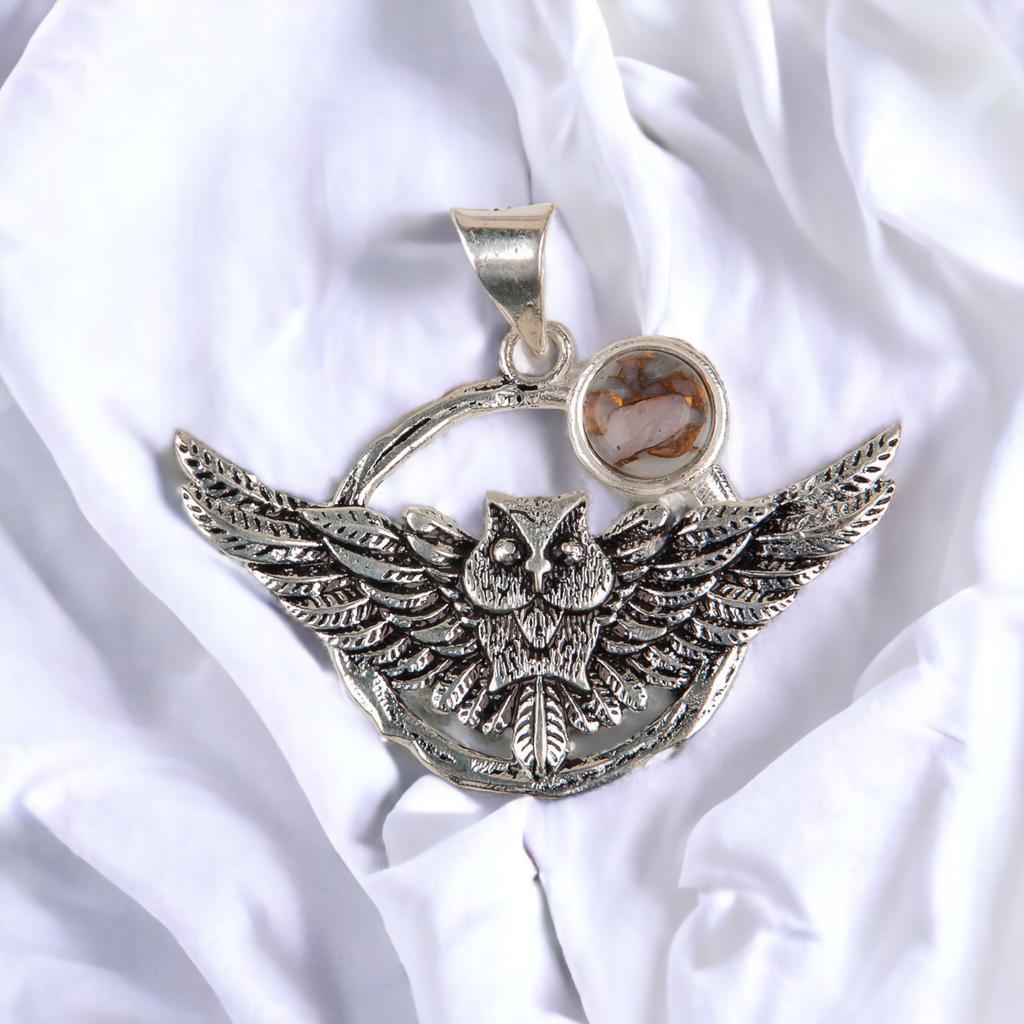 Natural Gemstone 925 Solid Silver Designer Jewelry Pendant 1.48" Christmas Gift CP-17