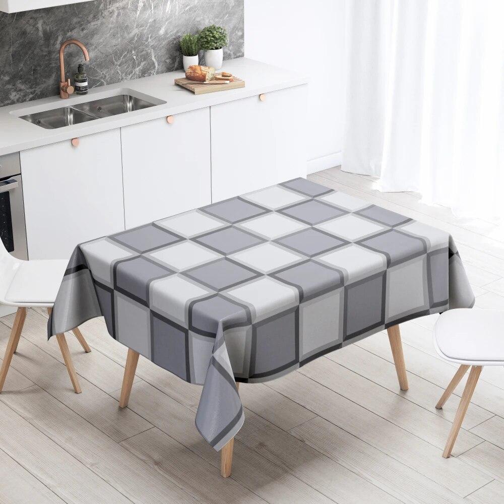 Black and White Tablecloth Anti-Stain Waterproof Dining Table Home Decoration Rectangular Kitchen Fireplace Countertop