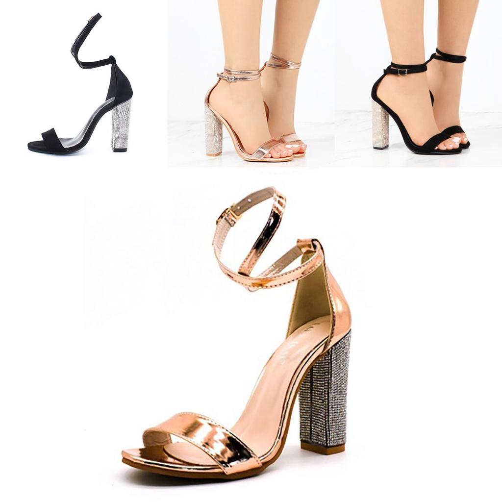 Atemberaubende Damen Sandaletten mit Strassriemchen und Ultra High Heels
